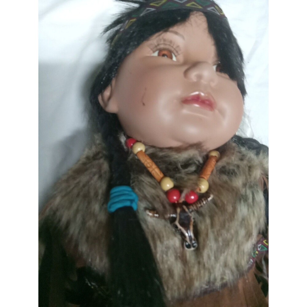 Vintage Cathay Collection Porcelain Doll Native American 22 Inch